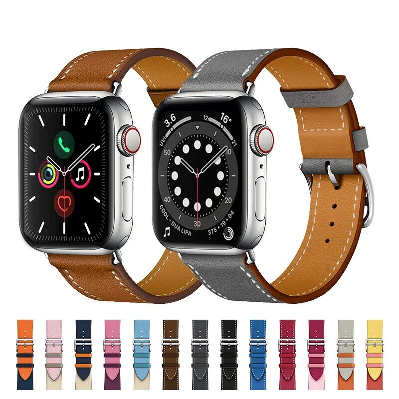 Stj Enkele Tour Band Voor Apple Horloge Serie 4/3/2/1 38Mm 42Mm/40Mm 44Mm Voor Iwatch Lederen Horlogeband Voor Apple Horloge Band