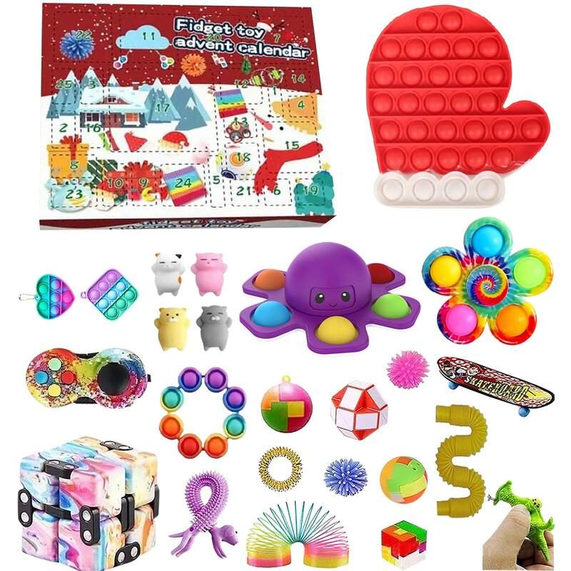 Push Antistress Fidget Toys Special Sensory Christmas Countdown Calendar Toys Set Advent Calendar Gift Box Xmas Holiday Party