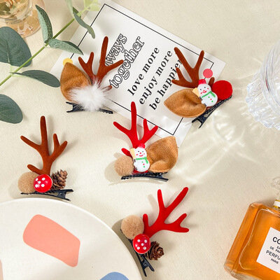 Horquilla con orejas de ciervo para adultos, diadema navideña, cono de pino, tocado, accesorios para el cabello para niños, Año Nuevo 2022