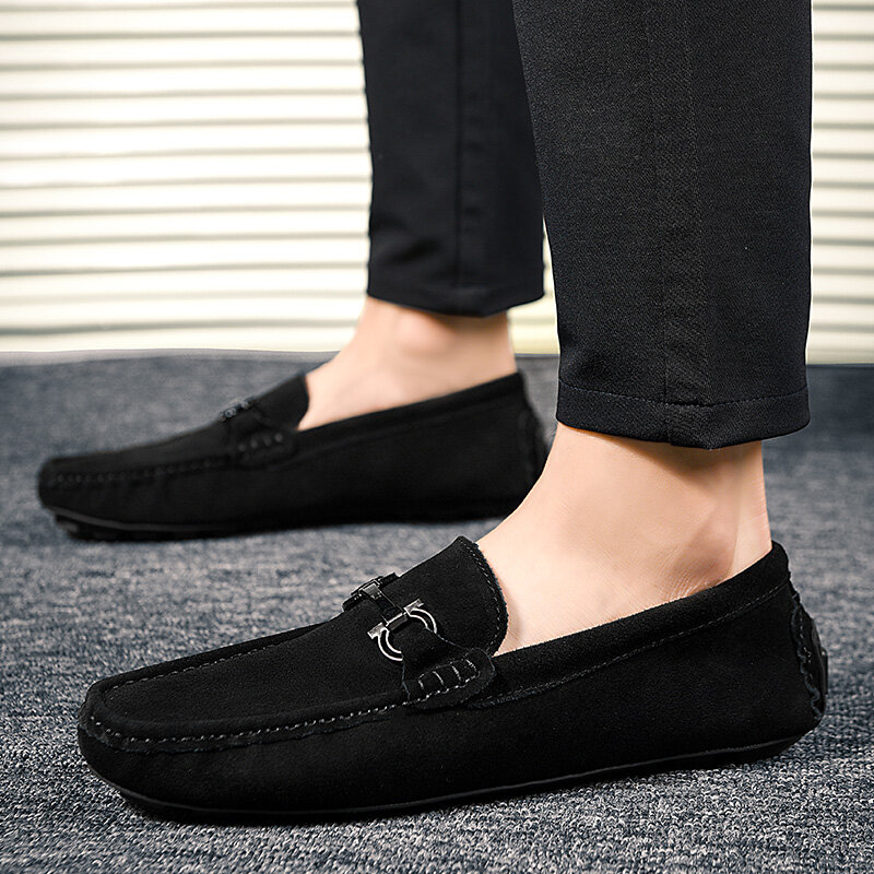 Penny Loafers Men Casual Shoes 2021 Suede Leather Shoes Slip-On Flats Fashion Boat Shoes Outdoor Man Moccasins Mocasines Hombre