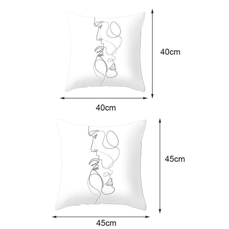 Funda de almohada con diseño de melocotón para coche, cojín blanco abstracto y negro, sin núcleo para cintura, J4H9