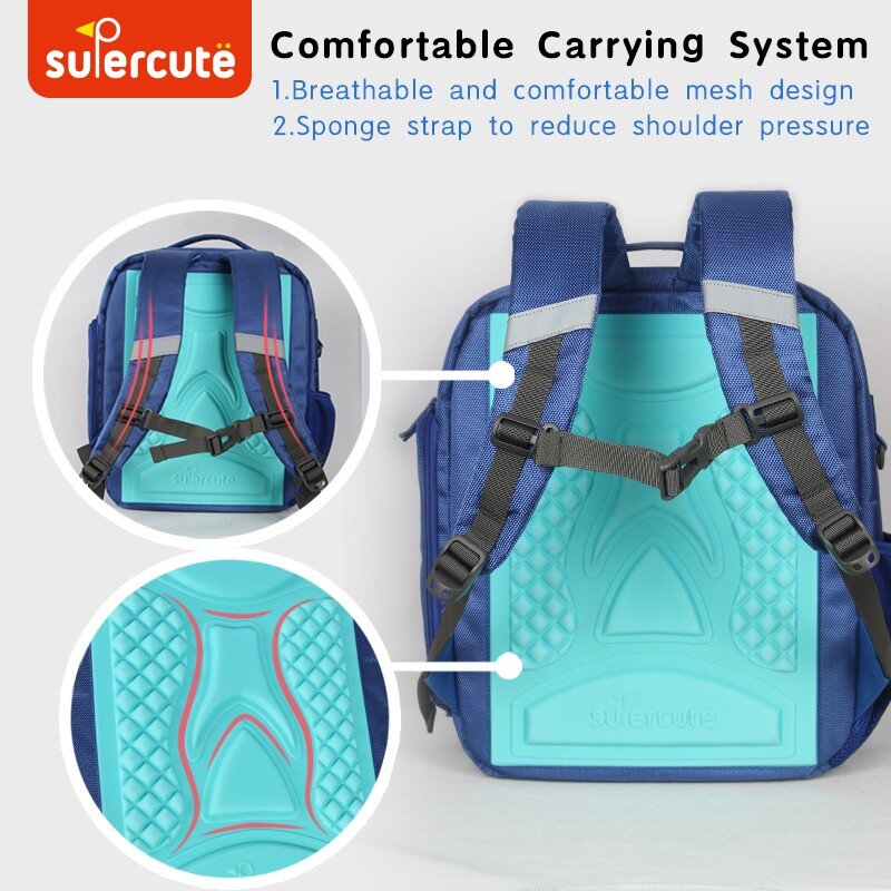 Детский рюкзак SUPERCUTE с оригинальным дизайном, Модный водонепроницаемый детский рюкзак для начальной школы с твердым 3D корпусом из АБС-пласт...