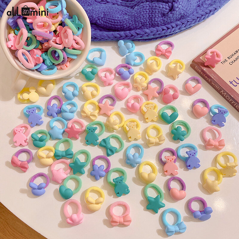 100 psc/zestaw piękne kolorowe włosy opaski szpilka dla dziewczynek Nylon dzieci cukierki kolor elastyczna gumka Scrunchie akcesoria do włosów