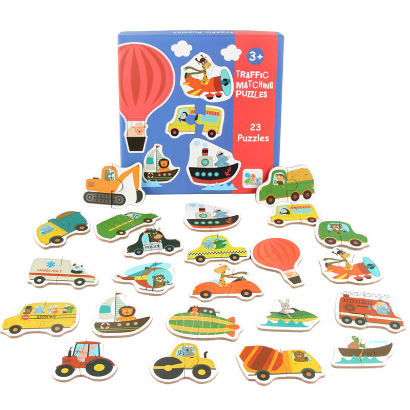Mainan Edukasi Anak-anak Puzzle Kayu Cocok Sayuran Transportasi Hewan Set Jigsaw Anak Mainan Pembelajaran Awal Hadiah untuk Bayi