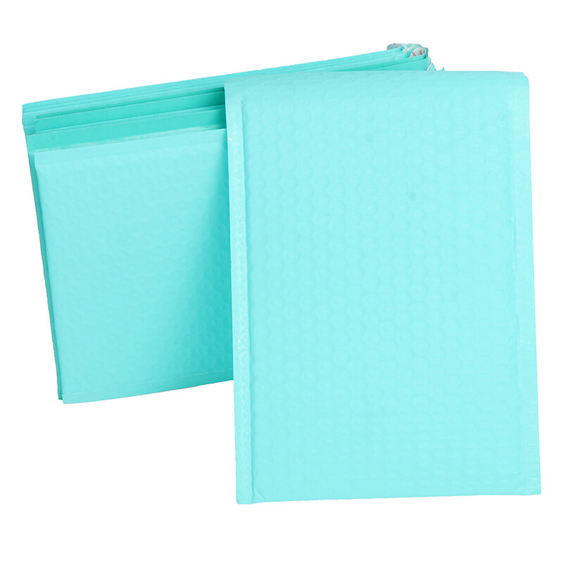Bolsas de embalaje reutilizables para correo, sobres de burbujas de polietileno verde azulado, autosellado acolchada con bolsa de correo, 180x230mm, 10 Uds.