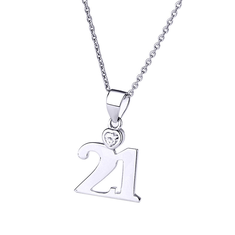 Sodrov colar de prata esterlina número 21, colar com pingente de 21 colar para mulheres, joia de corrente simples