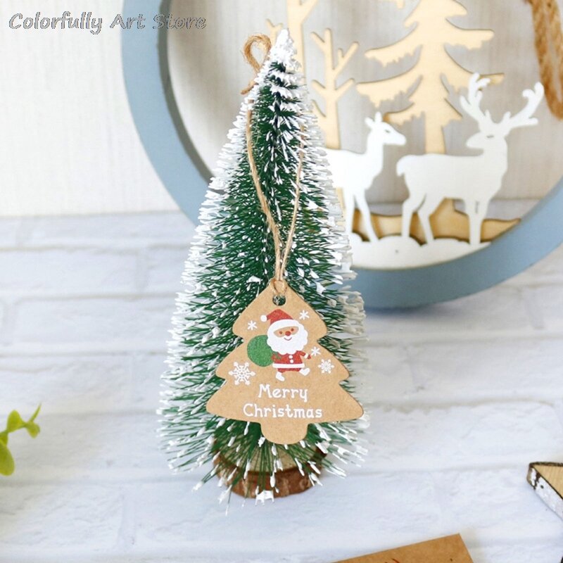 Рождественская елка, ярлык, креативная крафт-бумага в стиле ретро, ручная вечерние Деловой Подарок, благословение, открытка с веревкой, 48 шт.