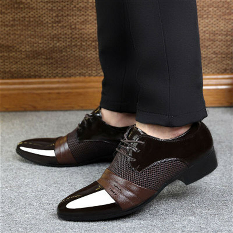Брендовые мужские модельные туфли размера плюс 38-48, мужские туфли в деловом стиле на плоской подошве, черные, коричневые дышащие низкие мужс...