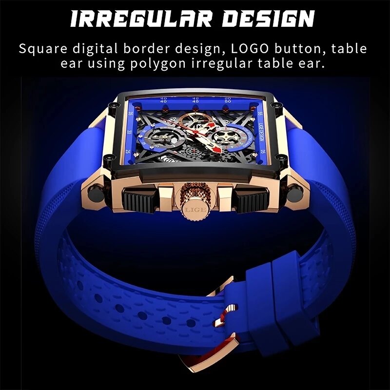 LIGE-reloj analógico de cuarzo para hombre, accesorio de pulsera resistente al agua con calendario, complemento Masculino deportivo de marca de lujo con diseño cuadrado, nuevo, 2022