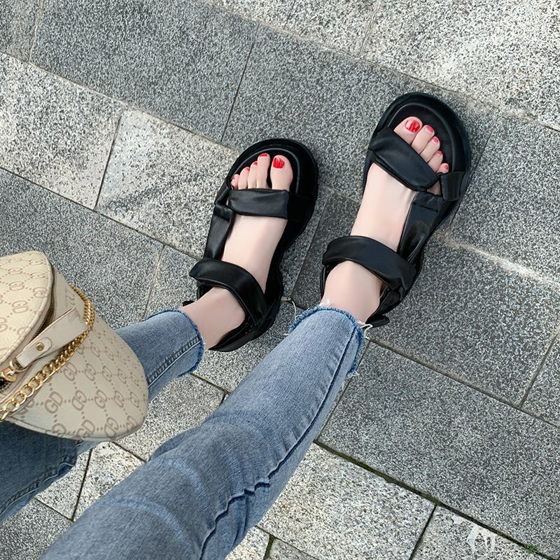 Sandálias femininas casuais, sapatos simples de cor sólida da da moda, verão, novo, 2021