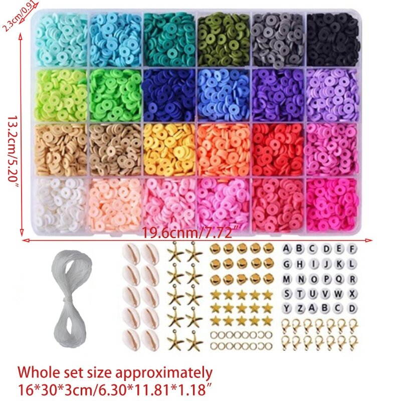 5400Pcs 24 Colors Loose Beads for DIY Jewelry Making Craft Bracelet Necklace 