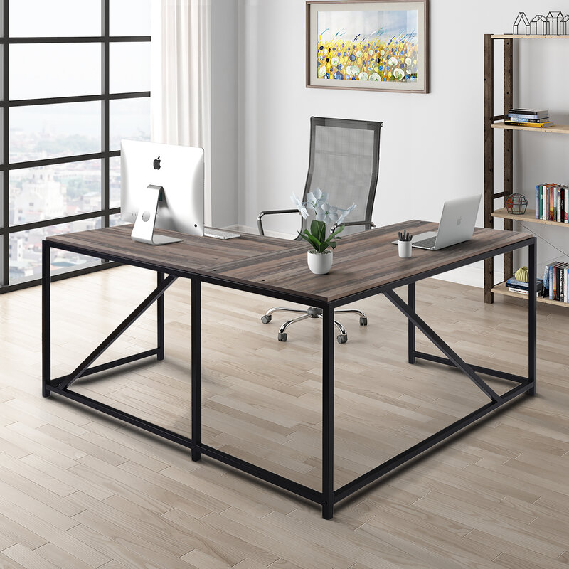 58.3"x22.6" L Shaped Home Office Computer Desk Modern Style MDF Board Easy to Assemble