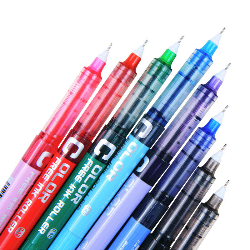 Juego de 7 unidades de bolígrafo de Gel grande de 0,38/0,5mm, color sencillo, tipo aguja, bolígrafo de Tipo de líquido recto de secado rápido, bolígrafos de Gel de agua de color