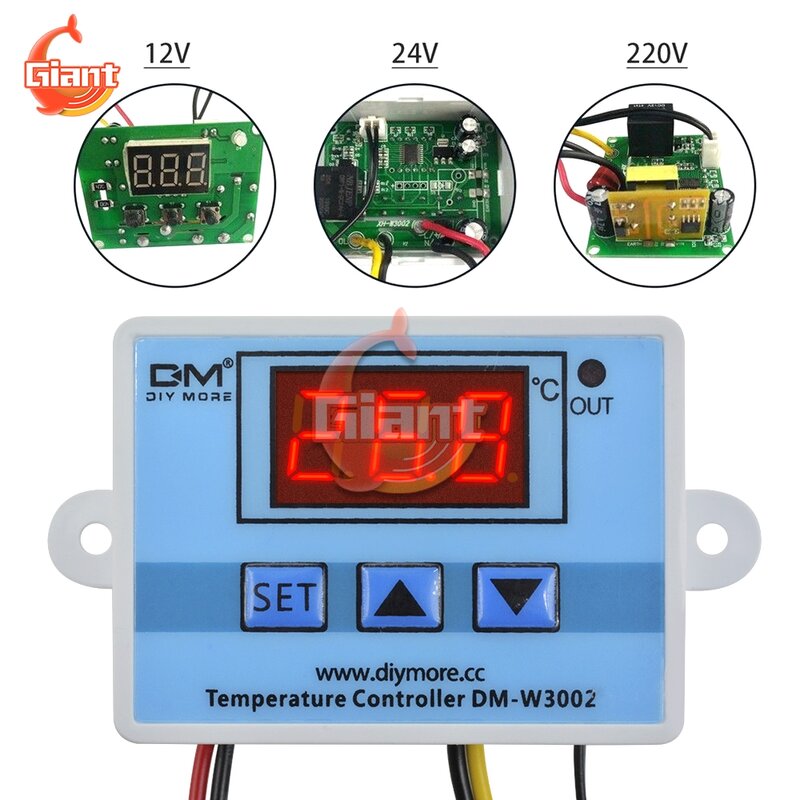 Controlador Digital de temperatura para incubadora de coche, termostato, regulador, interruptor de Control, medidor, W3001, W3002, AC 110V, 220V, DC 12V, 24V