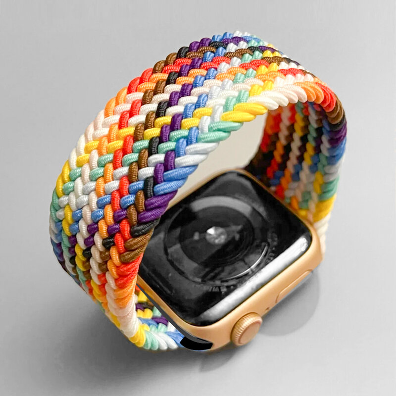 Bracelet en Nylon tressé pour Apple watch, pour Apple watch 44mm 40mm, Bracelet élastique sur Smart Series 76543 42mm 38mm 41mm 45mm
