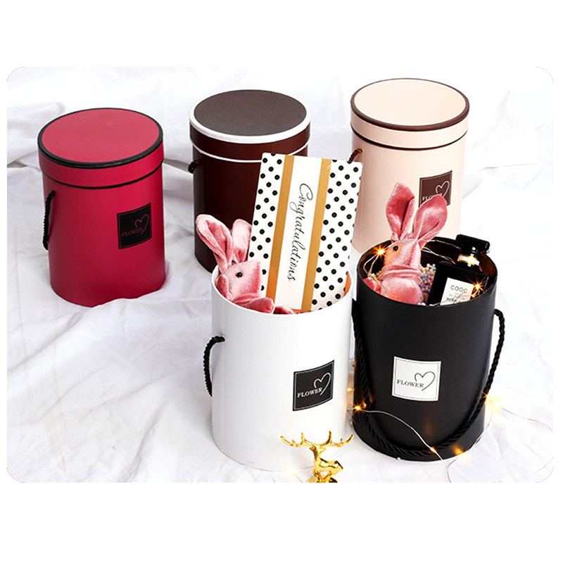 Caja de regalo para mujeres, Mini ramo de papel de embalaje, tapa, cubo, jarrón, florero de repuesto, cajas de almacenamiento de flores de mano