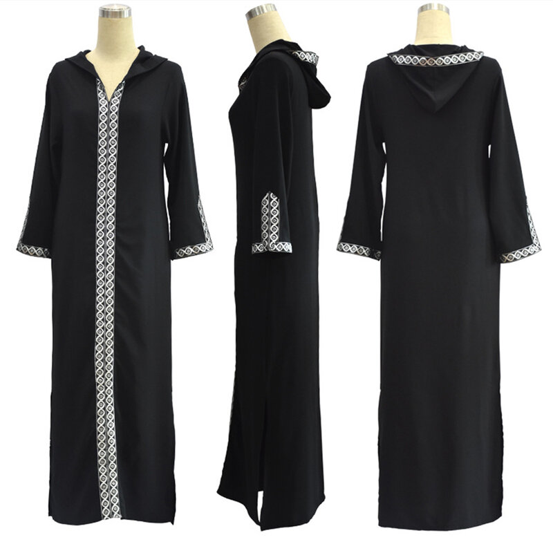 Plus rozmiar Eid Mubarak Abaya Kaftan dubaj muzułmański hidżab sukienka Abayas dla kobiet Kaftan Marocain turcja Elbise islamska odzież szata