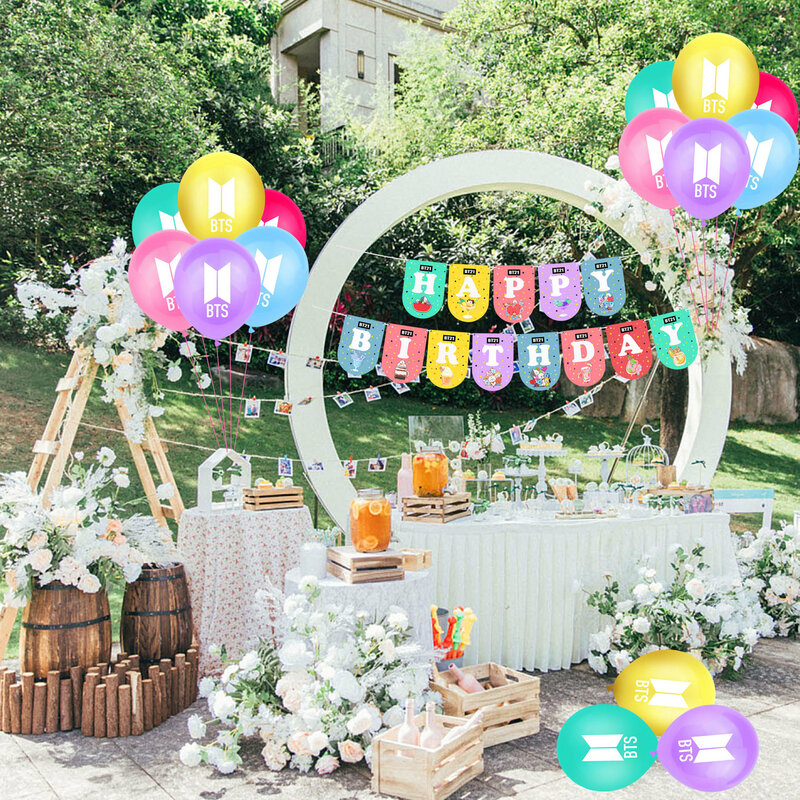 Латексные воздушные шары на день рождения баннер Bangtan Boys торт Топпер День рождения душ день рождения вечеринка Декор подвесной флажки Детск...