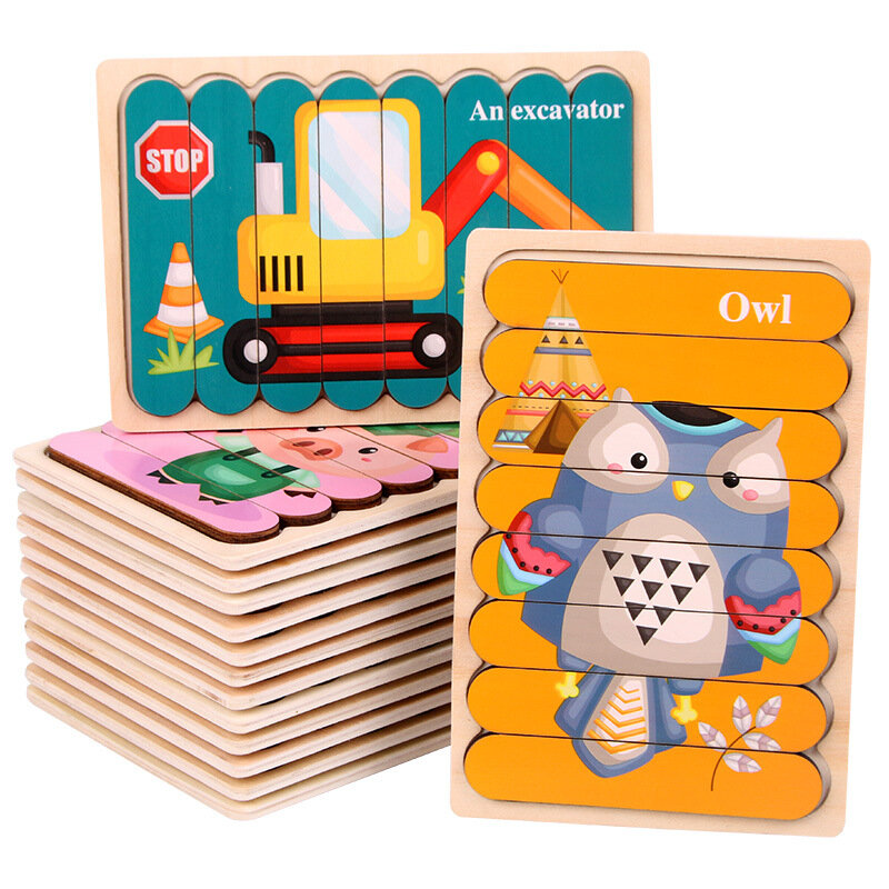 나무 직소 퍼즐 게임 어린이 성인 동물 퍼즐 나무 장난감 학습 및 교육 환경 보호 조립 장난감