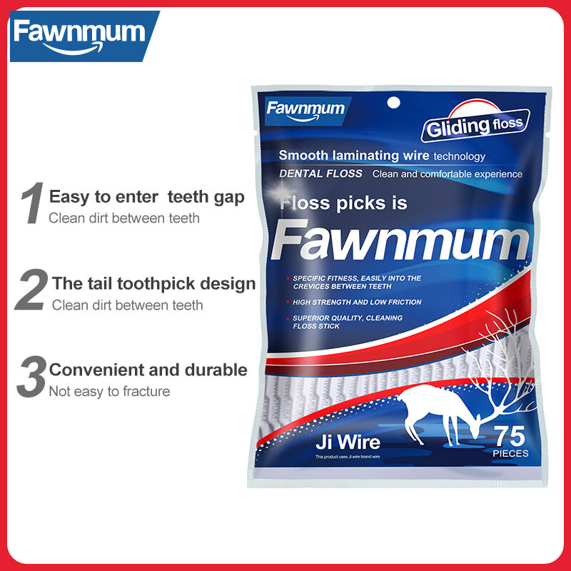 Fawnmama – fil dentaire en plastique, choix de dents de grande taille, nettoyage dentaire, hygiène buccale, outil de dentisterie, 75 pièces/ensemble