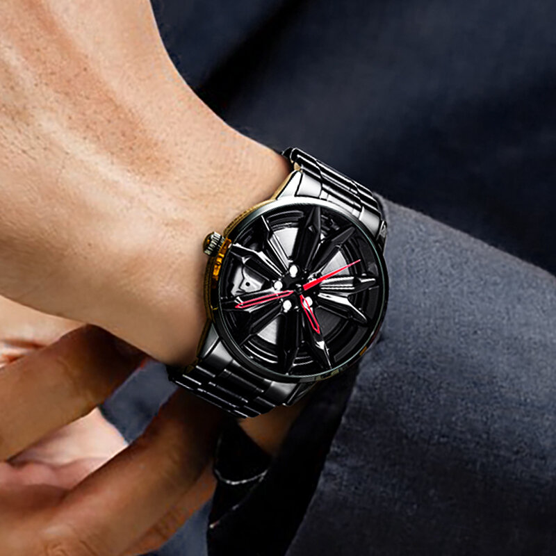 Mens นาฬิกา Super ล้อรถนาฬิกาตกแต่งแฟชั่นแบรนด์กีฬานาฬิกาควอตซ์ Rim Hub นาฬิกาชายนาฬิกาข้อมือ Creative