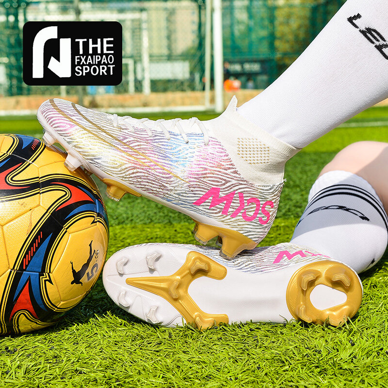 Sapatos de futebol dos homens adolescente respirável tênis de treinamento de grama sapatos esportivos fg/tf alta ankle cleats antiderrapante botas de futebol