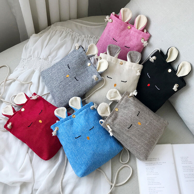 Sac pour téléphone portable Kawaii 2021, sac à bandoulière tout-assorti en toile de lapin de dessin animé à la mode, sac bon marché pour femmes avec livraison gratuite
