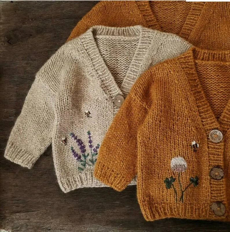 Cárdigan bordado a mano para niño y niña, suéter de punto, tops de marca, primavera y otoño, ws1945, 2021