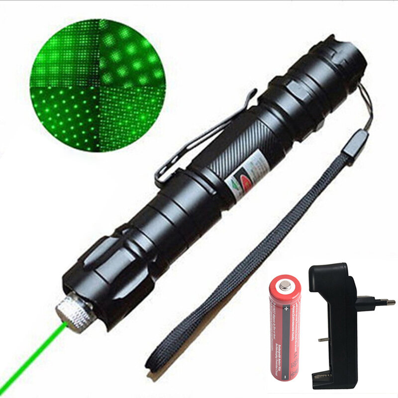 Green laser 009 adjustable focus laser equipment 5mw powerful burning laser pointer 18650 battery charger combination