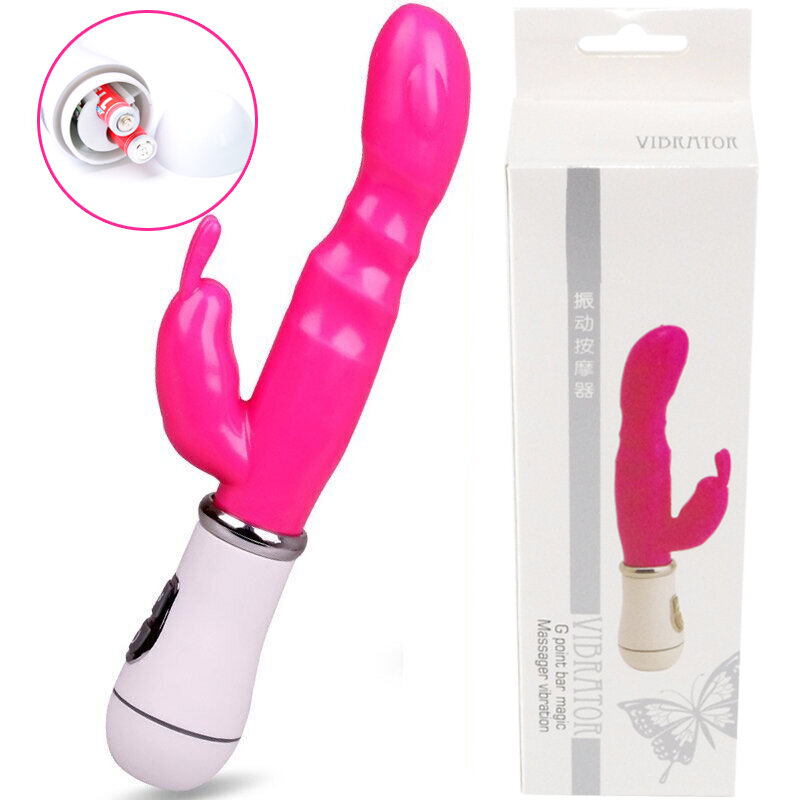 Consolador de doble varilla para mujer adulta, juguete sexual vibrador de conejo, Vagina y punto G, producto erótico, 12 modos