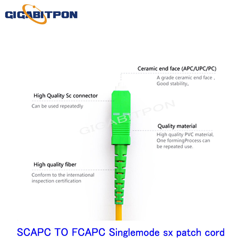 Cable de conexión de fibra óptica FC-SC, Conector de conexión FC/APC-SC/APC SM SX de 3,0mm, G652D FTTH, 10 unids/paquete