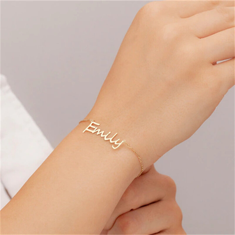 Nome personalizado pulseiras para mulheres personalizado pulseira de ouro de aço inoxidável feminino artesanal boho mãe jóias presente idéias