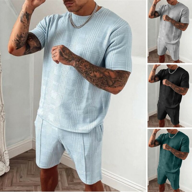 No verão de 2021 roupa masculina comércio exterior lazer terno estilo quente na europa e o homem calções de manga curta de duas peças