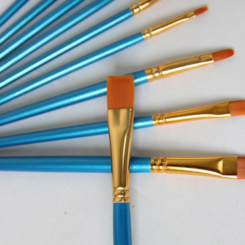 10 pz/set pennelli per guazzo ad acquerello forma diversa punta a punta tonda Set di pennelli per capelli in Nylon