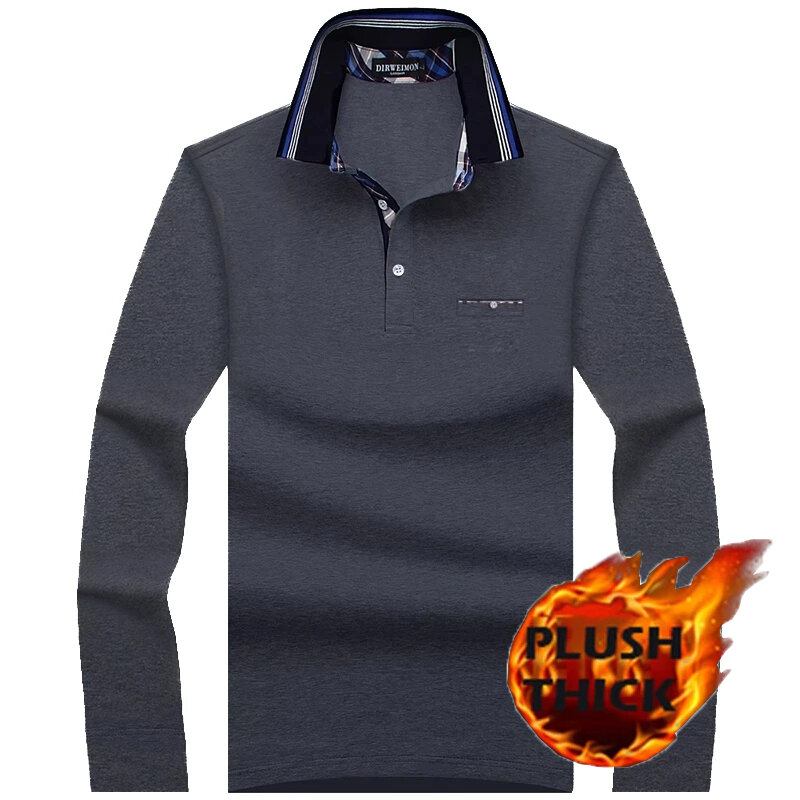 Autumn Winter Men's Large Size S-10XL Long Sleeve Pocket Plush Business Polo Shirt Ropa Hombre Camisas De Hombre Shirts For Men