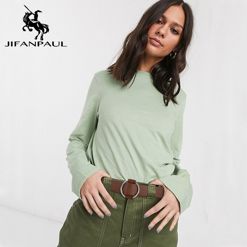 JIFANPAUL Women's high quality fashion needle-free round hole alloy buckle jeans with ladies retro student belt free shipping