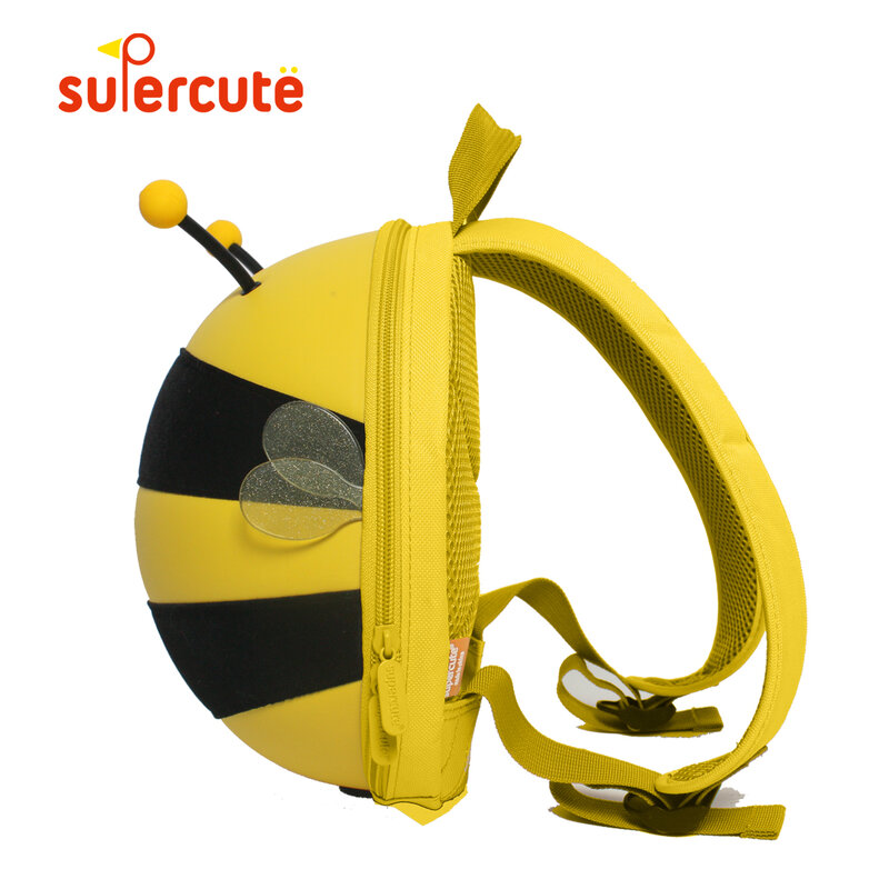 SUPERCUTE fashion kids' backpack Bee shape packpack for boys and girls waterproof outdoors anti-lost child bag