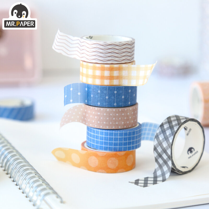 Mr.Paper-4 rollos/caja de cinta Washi con 4 diseños de animales, para decorar álbumes de recortes