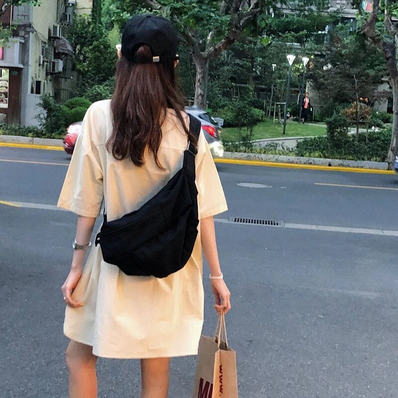 Moda feminina saco na moda saco de peito zíper bolsa de lona ajustável alças de ombro legal saco de escola design simples saco de crossbody