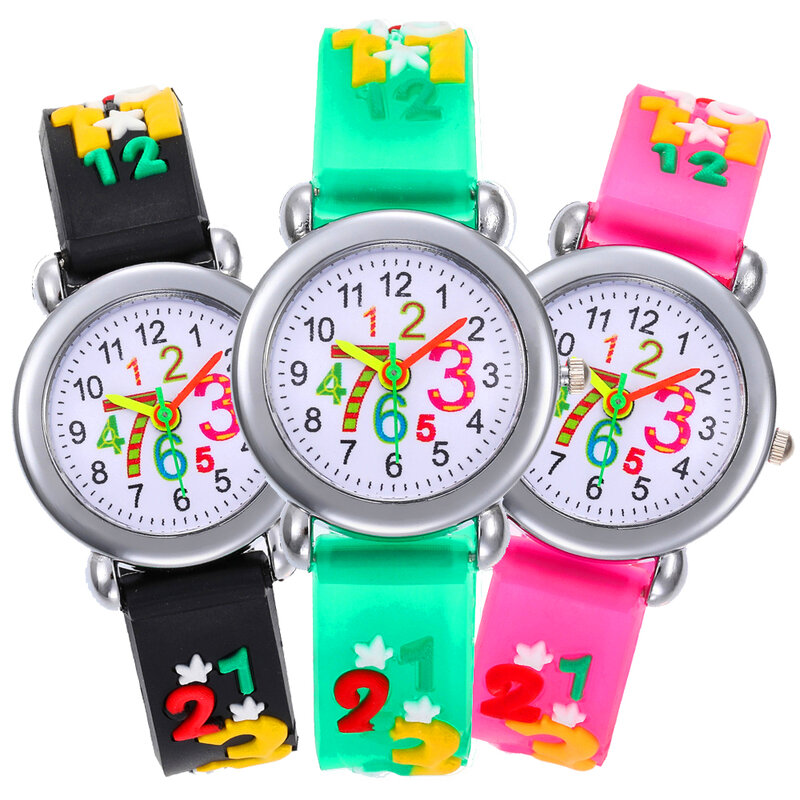 เด็กปริศนาเด็ก 1-9 ตัวเลขภาษาอาหรับนาฬิกาเด็กนาฬิกากันน้ำเด็กหญิงวันเกิดของขวัญซิลิโคนนาฬ...
