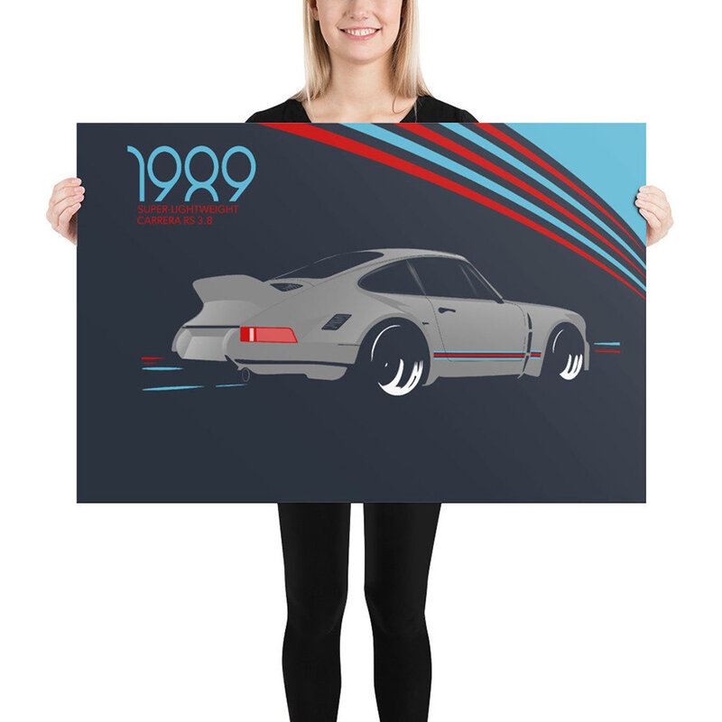 Mobil Belakang Super Ringan 3.8 1989 Poster Mobil Balap Antik Cetak Di Atas Kanvas Lukisan Dekorasi Rumah Gambar Dinding untuk Ruang Tamu
