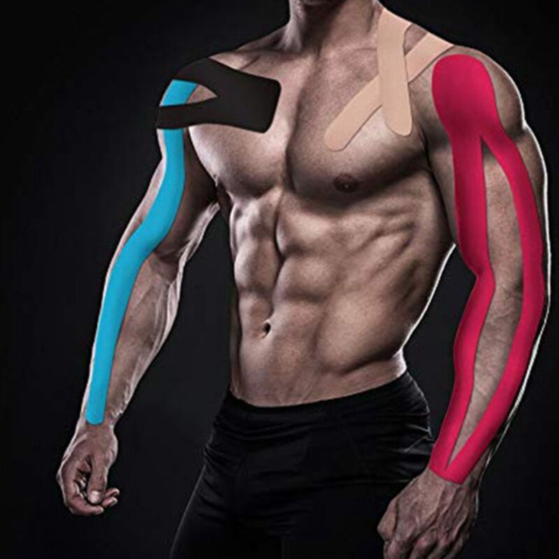 Fita atlética da cinesiologia do esporte de 2 pces-fita da lesão dos esportes para o joelho, junção, apoio do músculo preto & roxo