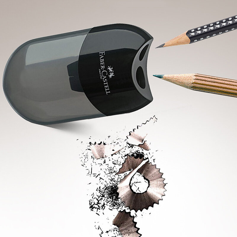 FABER-CASTELL Double Hole ดินสอ Sharpener โปร่งใสมีดปากกา Kawaii เด็กนักเรียนตัดอุปกรณ์เครื่องเขียนโรงเรียน