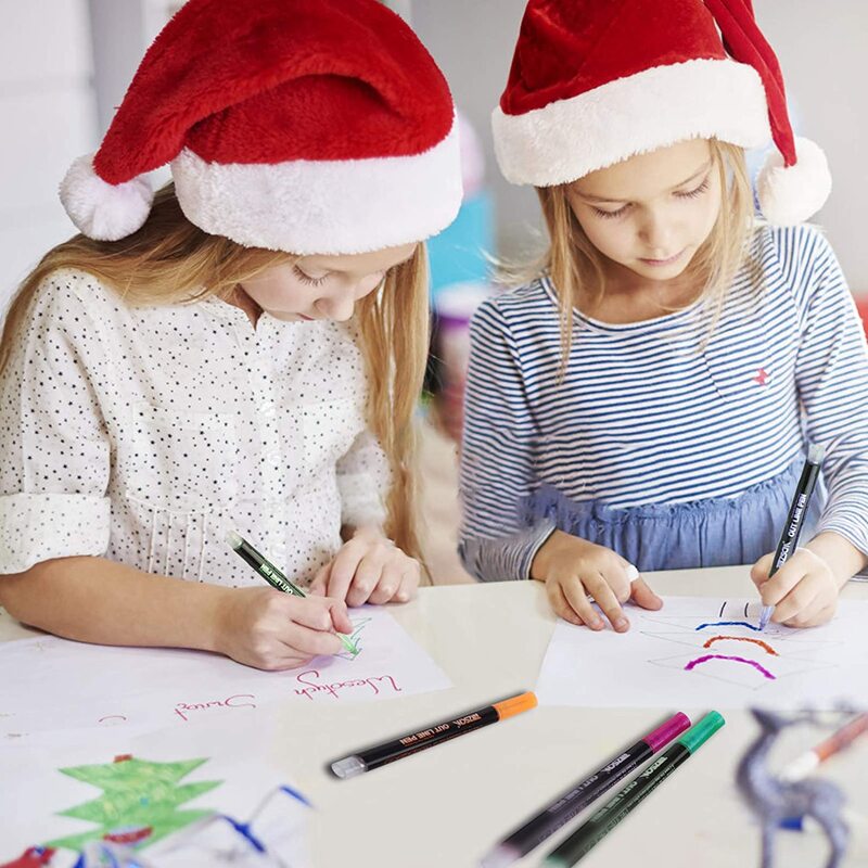 12 цветов супер сквиглли контур металлический маркер двойная линия краска Подарочная карточка Рисование DIY школьные принадлежности блестящ...