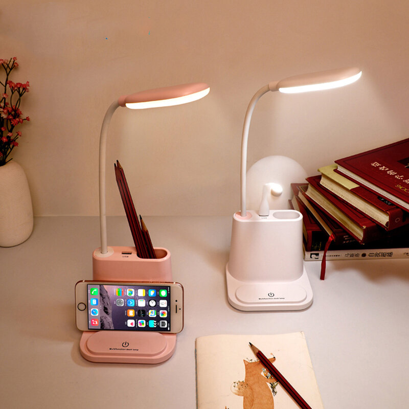 C2 USB โคมไฟตั้งโต๊ะ LED Touch Dimming โคมไฟตั้งโต๊ะมินิพัดลมสำหรับเด็กอ่านหนังสือข้างเตียงห้องนอนโคมไฟ