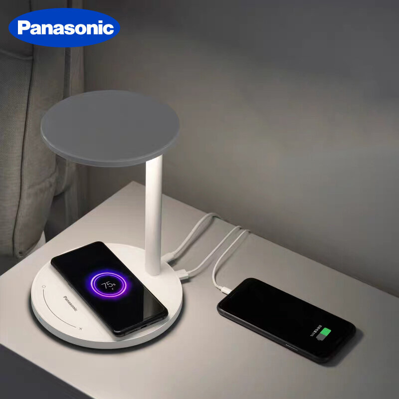 Новый продукт Panasonic, светодиодный светильник для чтения с беспроводной зарядкой телефона и USB-зарядкой, прикроватная настольная лампа, ламп...