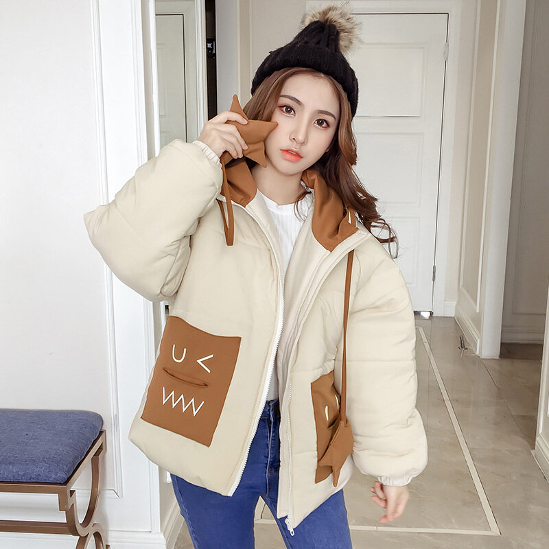 Jacke Mantel Verdickt Kontrast Farbe Unten Mantel Neue Koreanische Stil Preppy Stil Mit Kapuze Unten Weibliche Super Größe Instagram