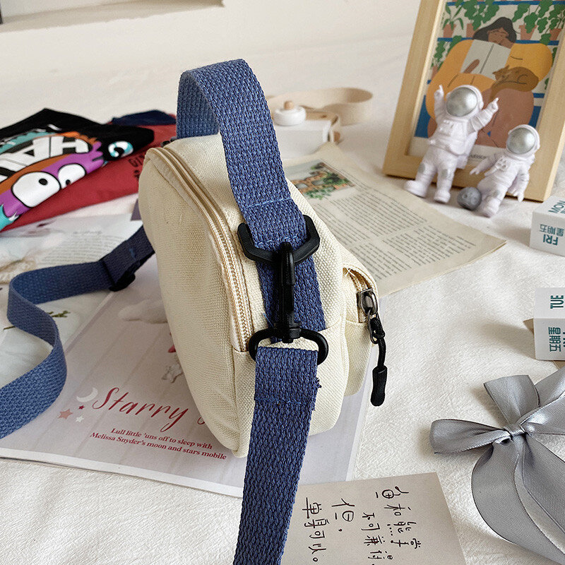 Sacos de ombro da lona das mulheres pequenas coreano dos desenhos animados impressão moda mini pano bolsas telefone crossbody saco para 2021 bolsas femininas