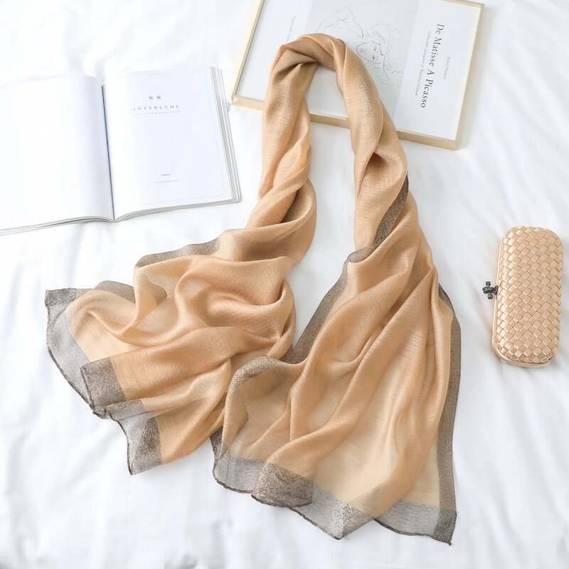 Écharpe en soie shg solide, châle et enveloppes de plage, pashmina à la mode, collection printemps-automne 2019