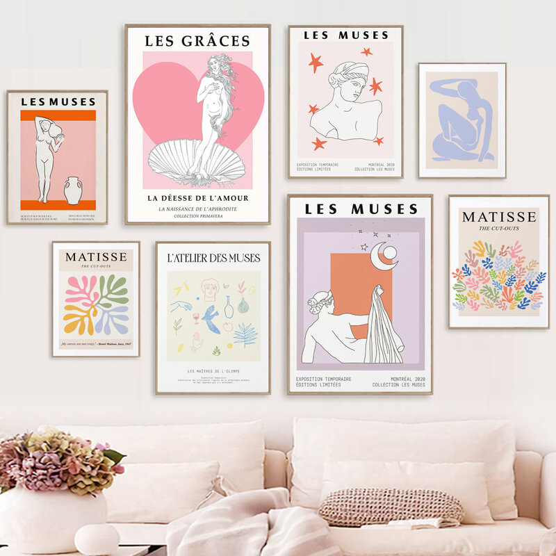 Les Muses-estatua griega de Matisse, cuadro sobre lienzo para pared, carteles nórdicos e impresiones, imágenes decorativas para sala de estar, Color museo